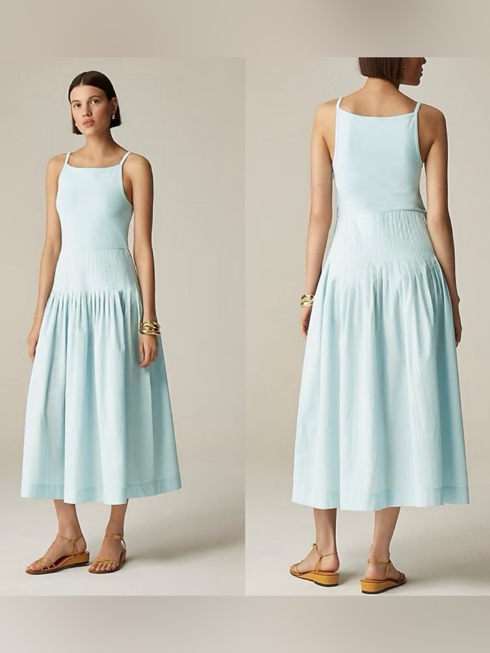 NWOT J. Crew Mixy Pintuck Dress in Edgewater Blue - Size L